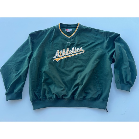 Vintage Nike MLB Oakland Athletics Pullover Windbreaker Jacket XXL Baseball - Picture 1 of 12